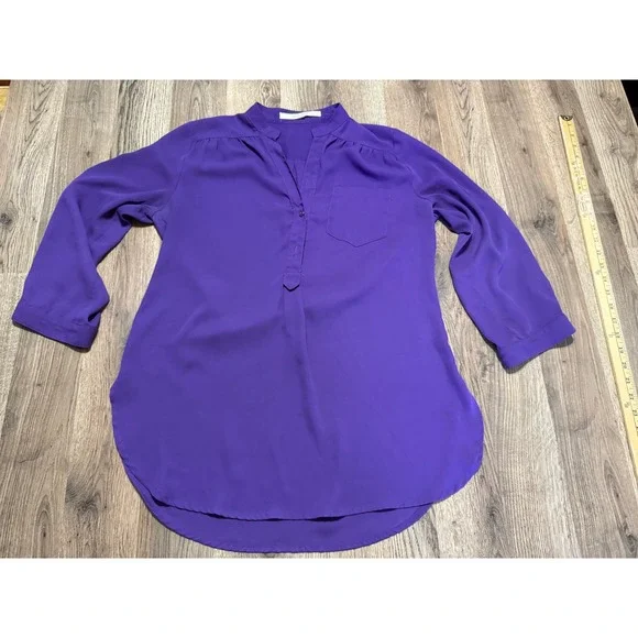 41 Hawthorn Purple Split Neck Button Front 3/4 Sleeve Blouse Size Medium - Picture 1 of 11